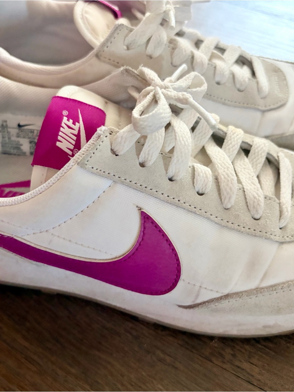 Nike Women’s Sneakers in White and Magenta Accents